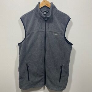 Eddie Bauer Mens Fleece Vest Gray Sleeveless Full Zip‎ Pockets Layering